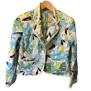 Colorful Patterned Fitted Buttoned Blazer Sz S